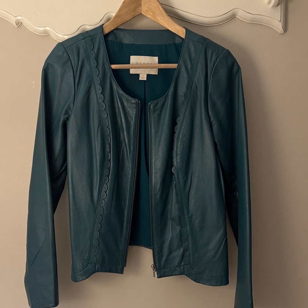 Hinge Teal Leather Jacket